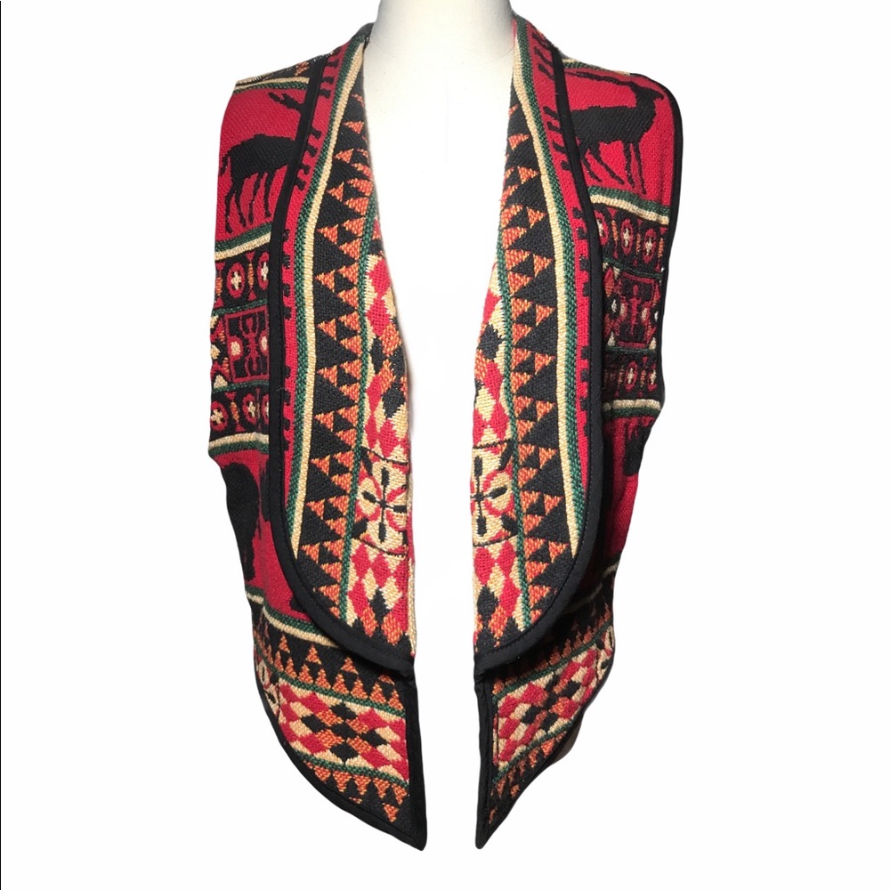Vintage Silverado Vest Woven Cotton African Print Safari Ladies L Unique